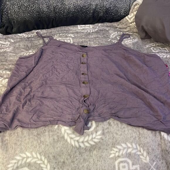 torrid purple button up cami:tank top sleeveless shirt top - Picture 1 of 2